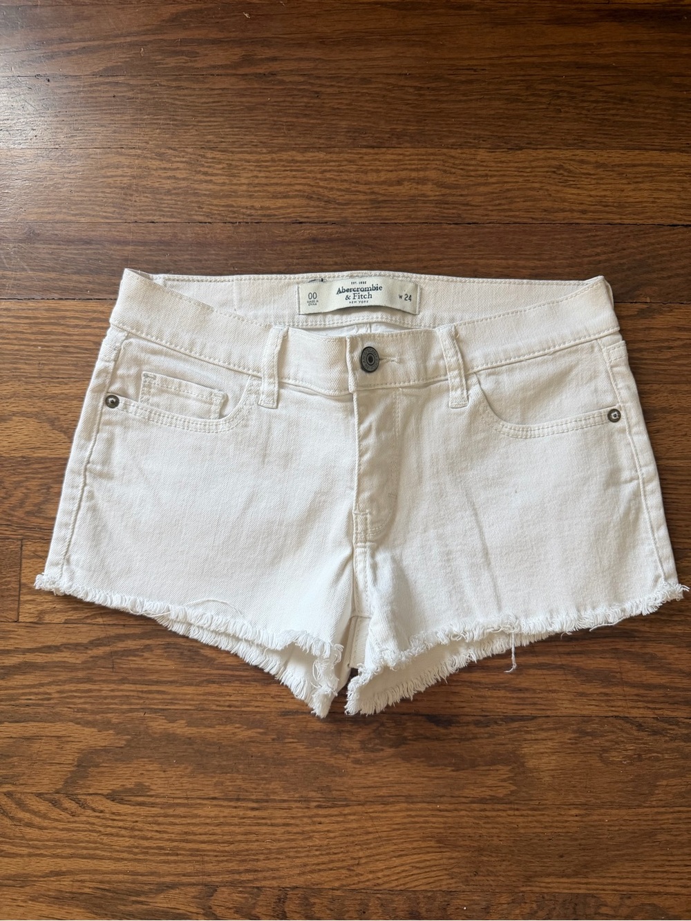 Abercrombie & Fitch Off-White Denim Cutoff Shorts